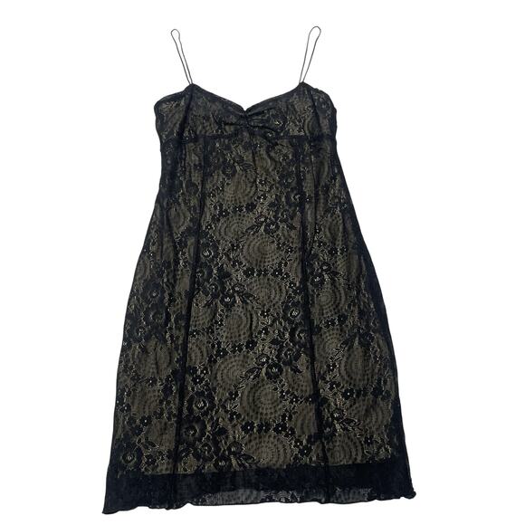 Vintage Express Lace Slip Dress Size 3/4 Black Bodycon 90s Y2K - Picture 1 of 4